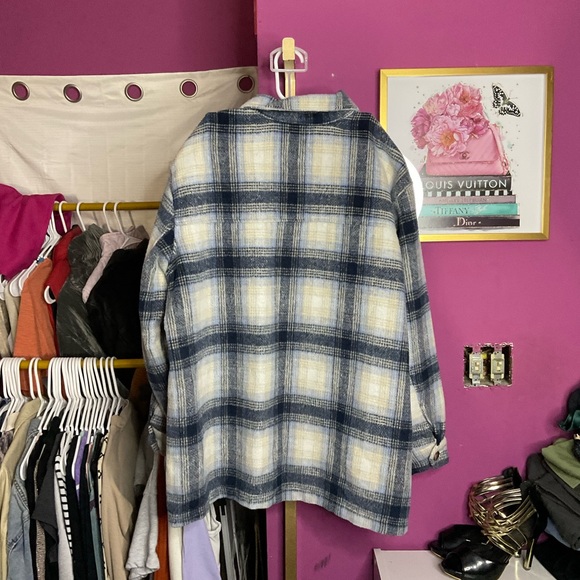 Time and Tru Blue and Cream Plaid Shirt - Picture 3 of 3